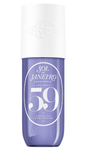 Bottle of Sol de Janeiro Cheirosa 59 Hair & Body Mist, with notes of vanilla orchid, sugared violet, plum, amber, & musk.