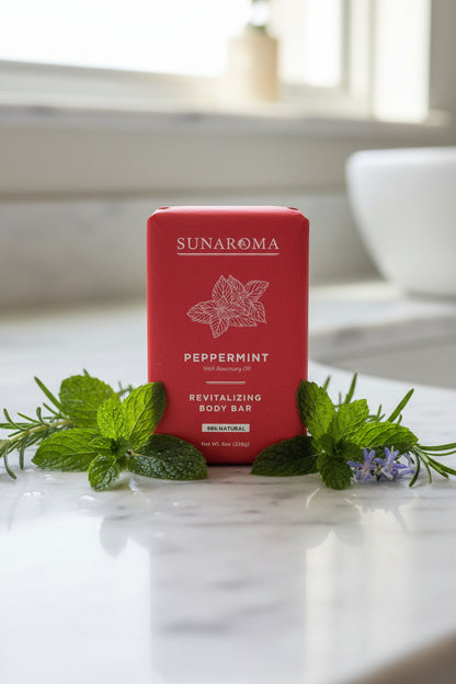 SUNAROMA GENTLE SOAP BAR 8oz 6ct PEPPERMINT - SmellsPlus
