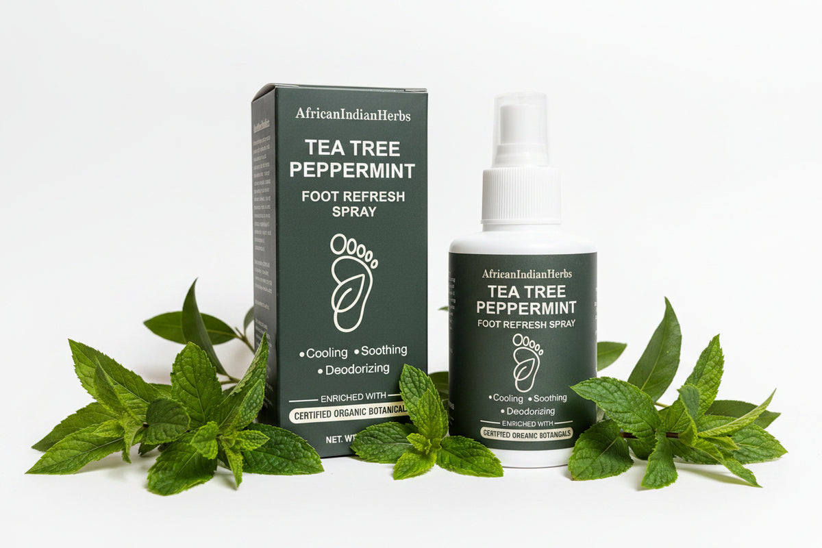 African Indian Herbs Tea Tree Peppermint Foot Refresh Spray 4floz Spray