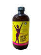 African Indian Herbs Women Weight Loss Tonic bottle with yellow and pink Weight Loss Tonic label
